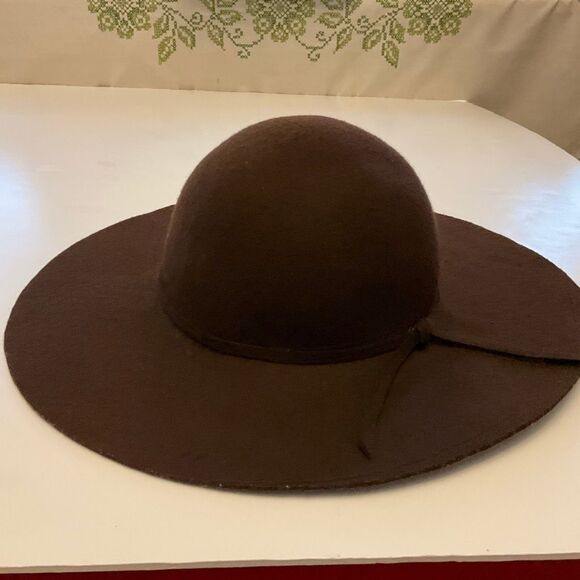 Chocolate Brown Rounded Floppy Annie Hall Hat Boho Eclectic Wide Brim - Picture 12 of 12